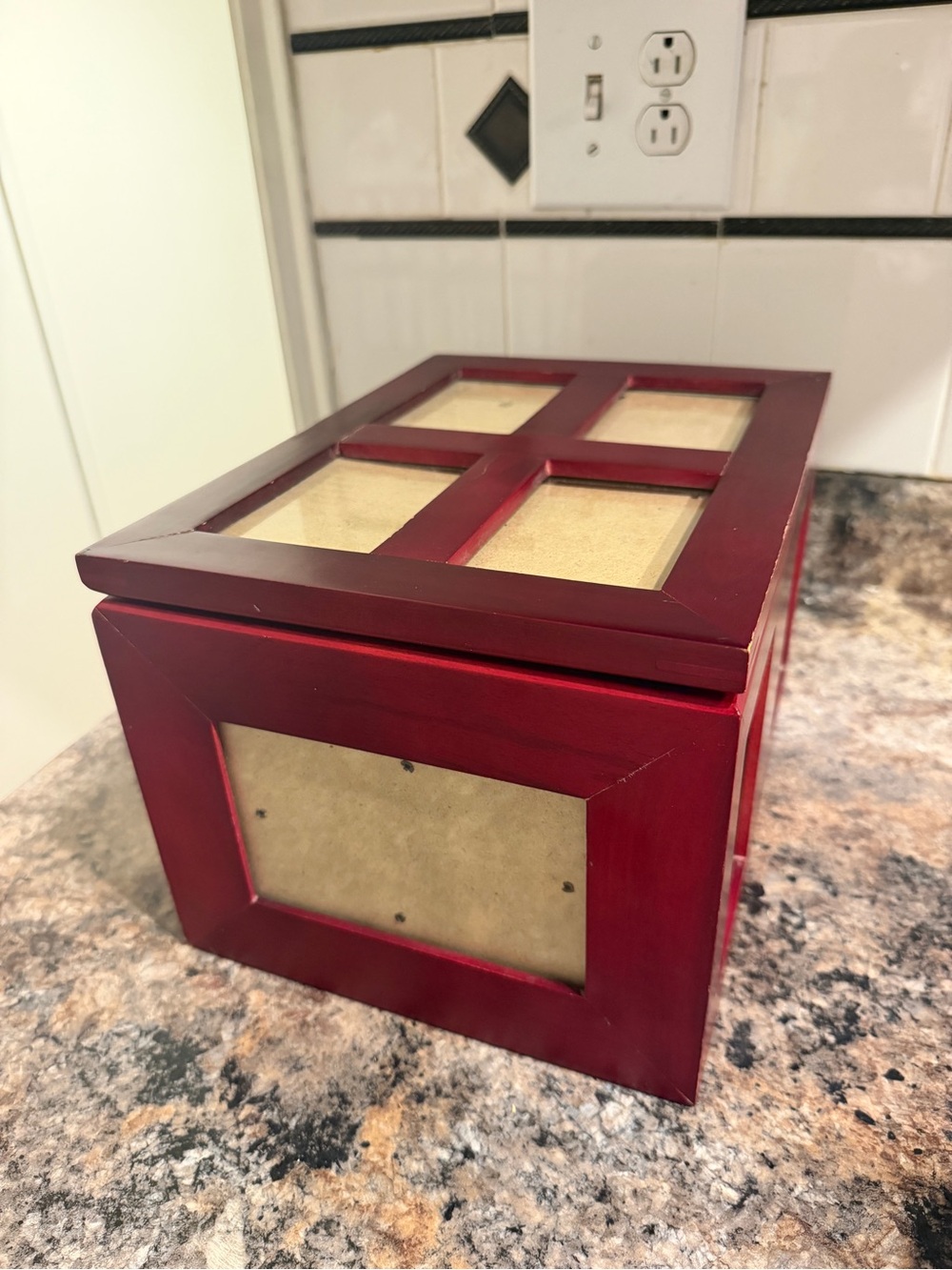 Red Wooden Multi-Photo Storage Box - Home Storage & Organization